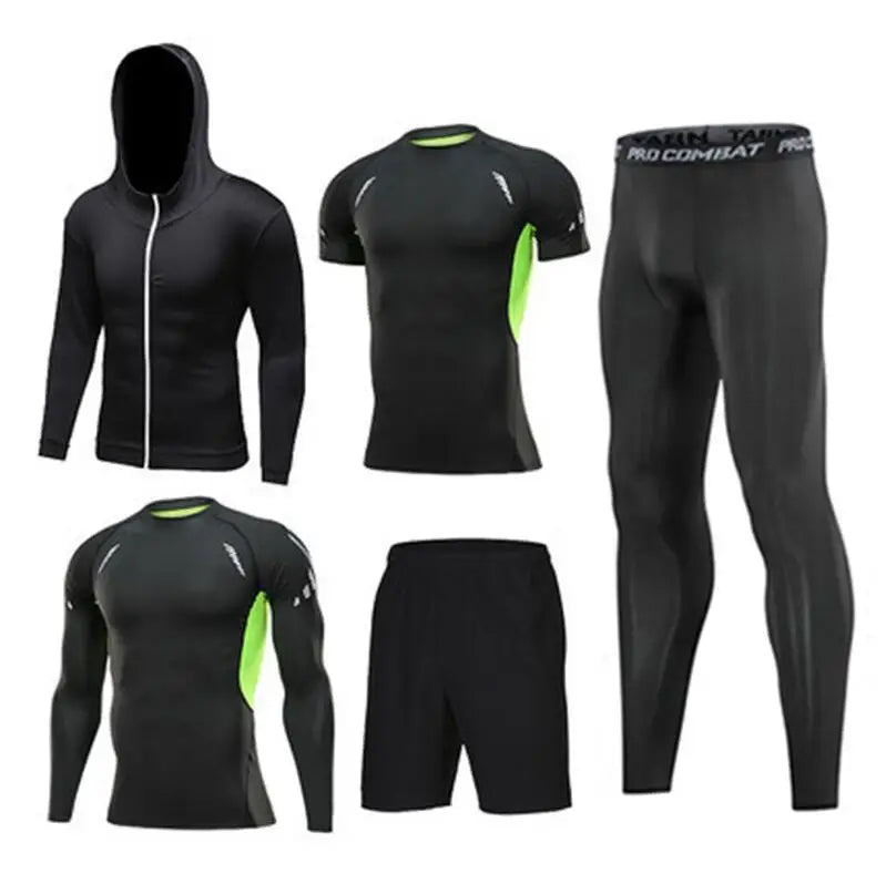 Vedo Compression Set Wholesale Custom Logo Plus Size 5 Pieces Set Men Sportswear Compression Shirt GYM Clothing
