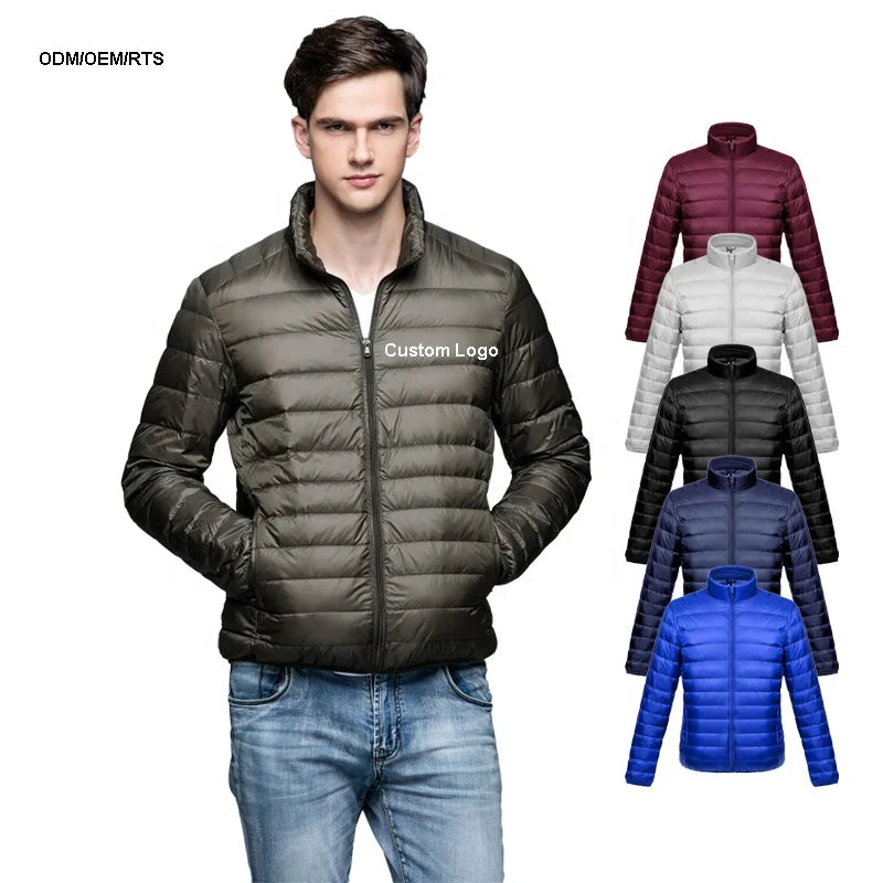 Custom logo Men's Water-Resistant Puffer Jacket Winter Lightweight Long-Sleeve Jacket Men Down Coat Puffer Light Down Jacket