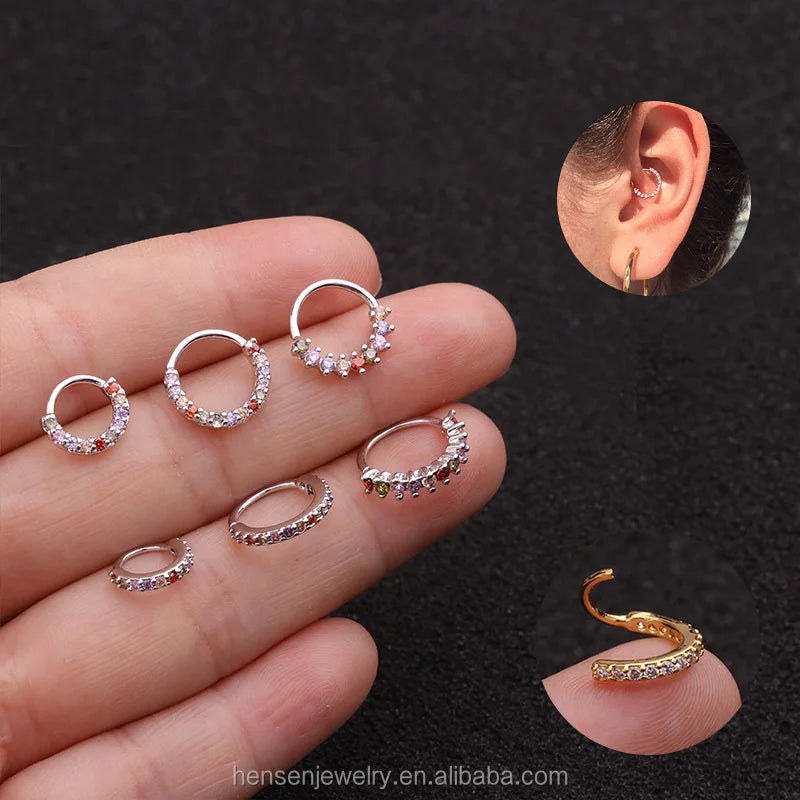 HENGSEN Multifunctional Copper Alloy Classic Women's Nose Septum Piercing Ring Hoop Ear Rim Helix Diath Rook Piercings Jewelry MegaBDM