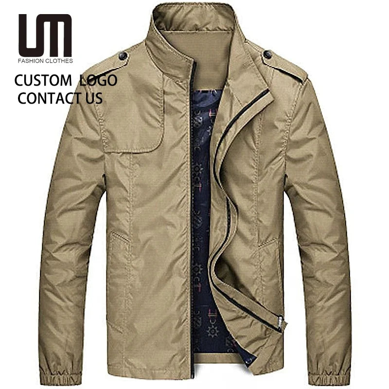 Liu Ming Wholesale Autumn Winter Men Casual Outerwear Stand Collar Solid Color Zipper Slim Plus Size Coat Jacket