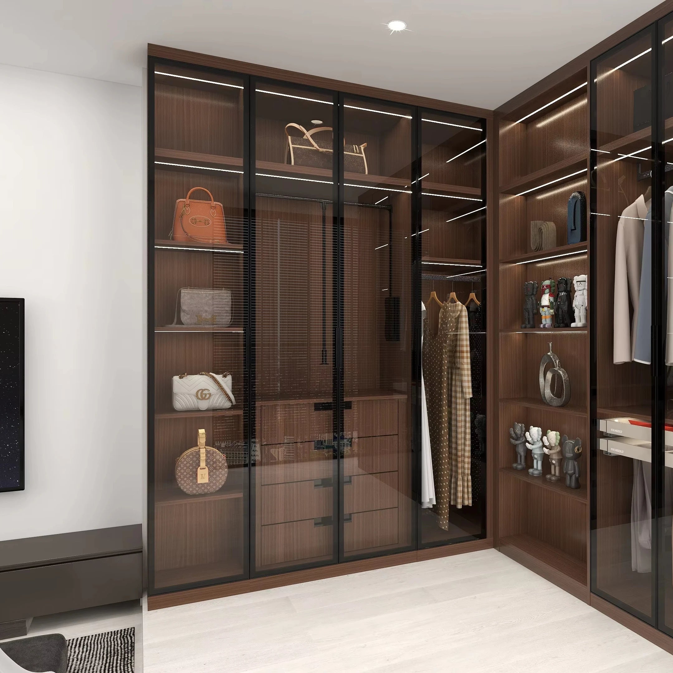 Balom Wardrobe Bedroom Furniture Modular Wooden Custom Modern Design Walk in Closet  Glass Wardrobe