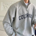 Quality Crewneck Sweatshirt Jumper Men Polyester/Cotton Custom Embroidery Print Quarter Zip Collar Neck Autumn Oversized Fleece