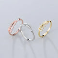 Cubic Zirconia Leaf Shape Finger Ring Adjustable Open Rose Gold Plated 925 Sterling Silver Rings Fashion Jewelry for Women