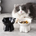 Ceramic Pet High Foot Diagonal Bowl Anti-upset Neck Guard Cat Food Bowl Black and White Ceramic Elevated Cat Bowl