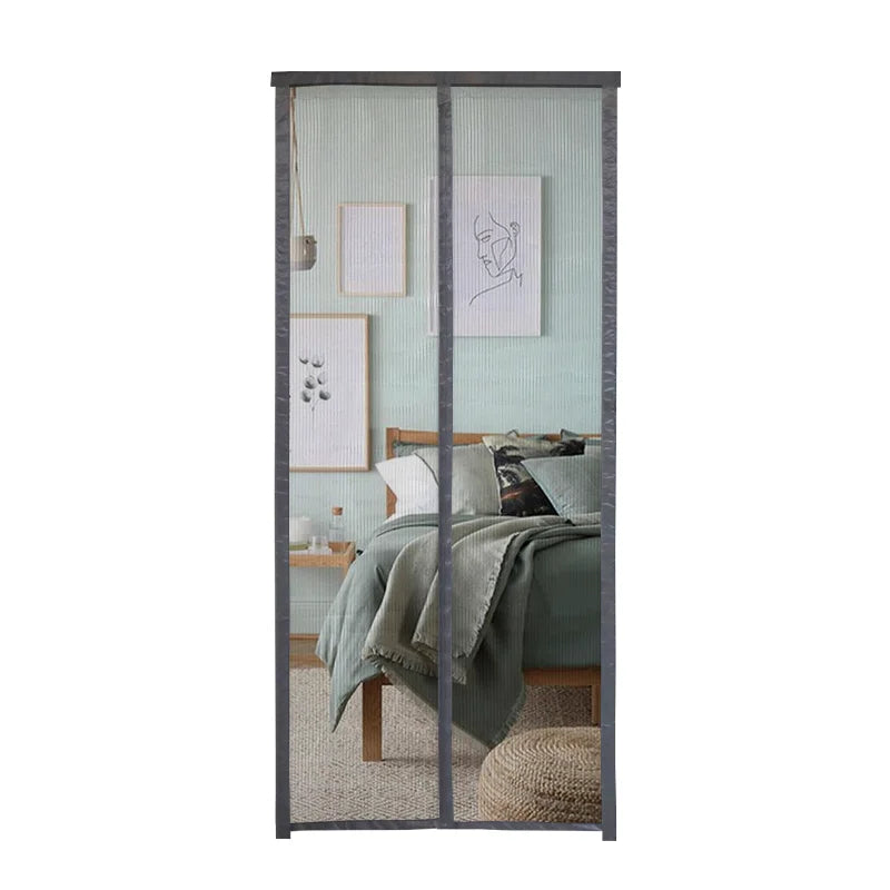 Multiple Size Custom-made Cheap Polyester Mosquito Door Magnetic Black Self-closing Automatic Hand-free Door Curtain for Hotel