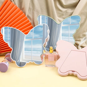 YUE New Wholesale Customized LOGO Desktop Butterfly Makeup Mirror DIY Portable Mini Storage Makeup Mirror