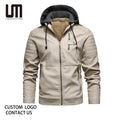 OEM ODM Hot Selling Wholesale Men s Winter Thick Fleece Motorcycle Jacket Fashion Windbreaker Hooded Coats