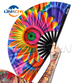 Popular Custom Chinese Large Nylon Bamboo Folding Hand Fan