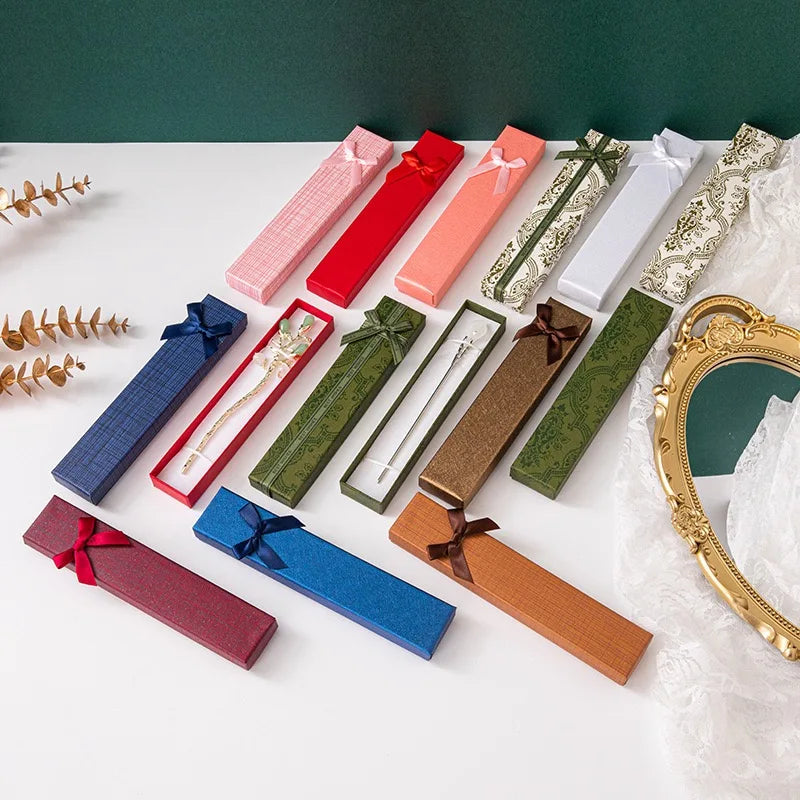 Custom logo Bow Fashion Rectangular Jewelry Watch Pen Jewelry Storage Necklace Jewelry Business Gift Box