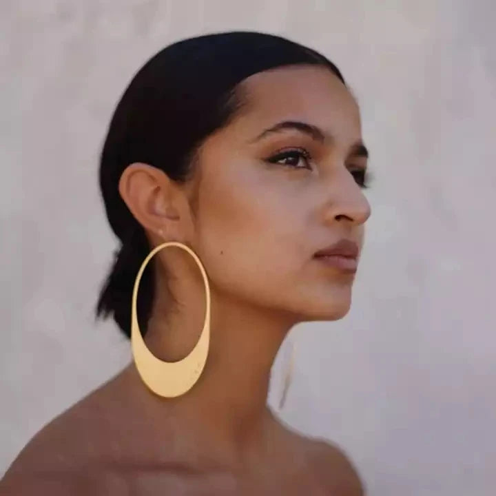 2022 Fashion Jewelry Personalized Exaggerated Hoop Earring Oversized Custom Statement Design Oval Memory Geometric Drop Earring