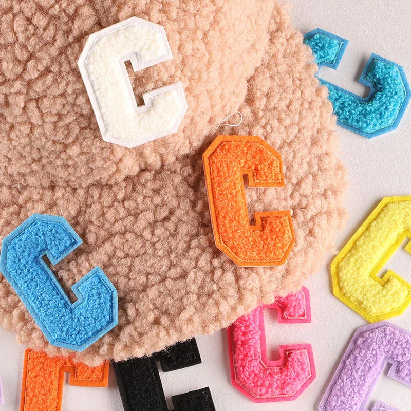 Hot Sell Colors C Letter Iron-On Embroidered Chenille Patches 6*3.8cm Handmade Custom Logo for Garment