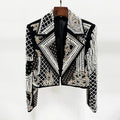 A9759 New Arrival Black Women Heavy Bead Jackets Plus Size Luxury Ladies Blazer and Coats