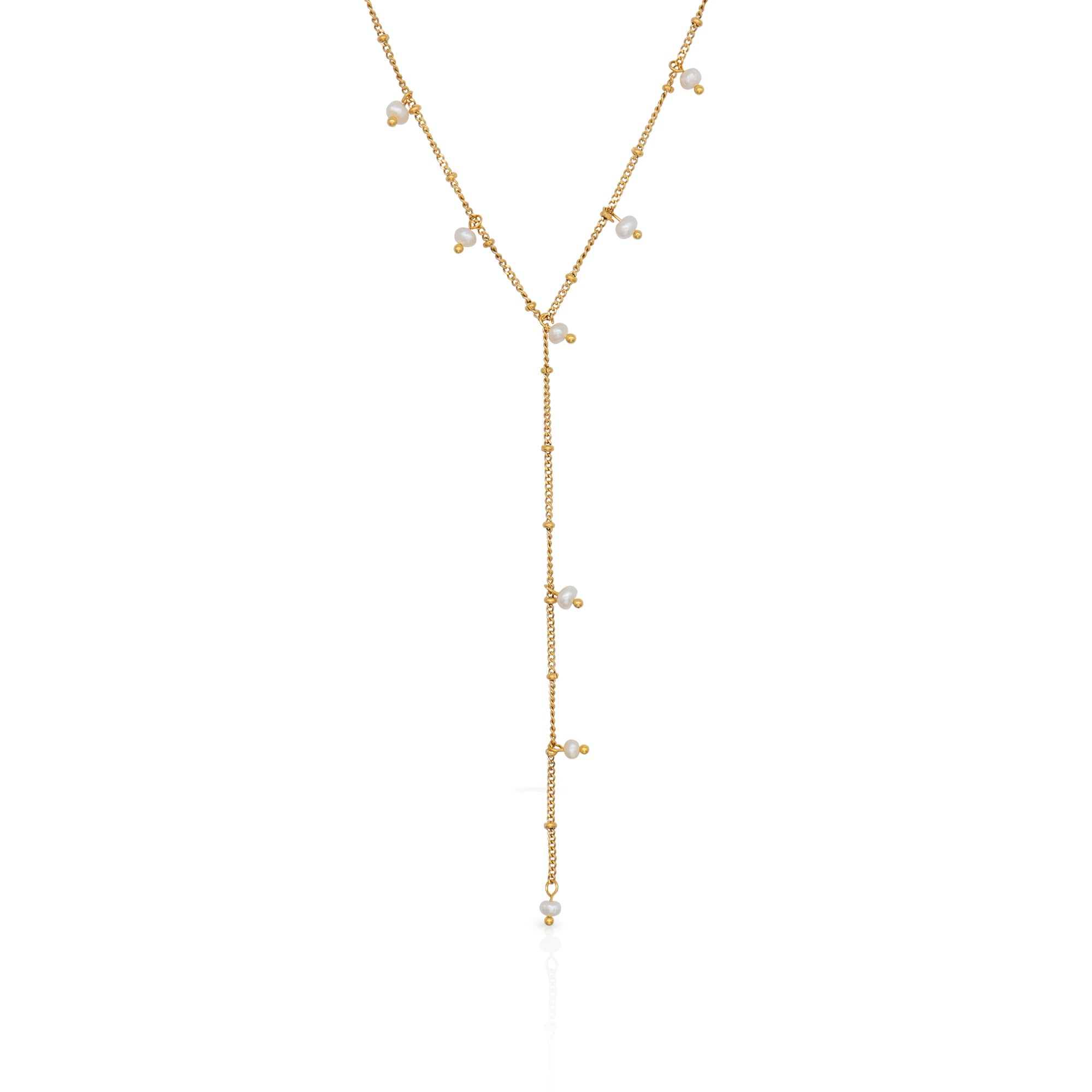 Chris April Western Trendy PVD Gold Plated 316L Stainless Steel Luxury Y-shaped Tassel Long Sweater Chain Necklace for Women