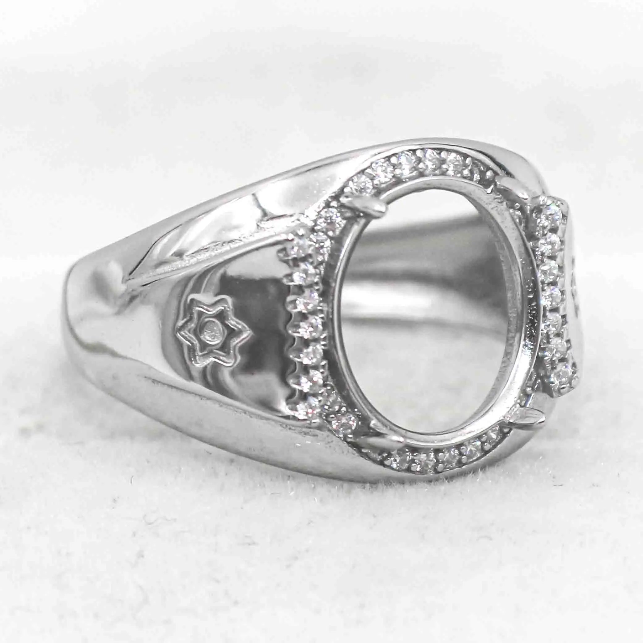 Sterling Silver 8*10mm Semi Mount Men's Ring Frame Empty Blank Claw Setting S925 Base Holder Without Center Stone for DIY Inlay