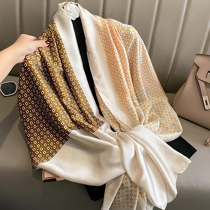 Manufacturer 2025 Latest Ladies Fashion Foulard Women Geometric Pattern Luxury Designer Soft Lightweight Long Scarf 180*85cm