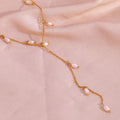 Women Jewelry Y Shape Fresh Water Pearl Tassel Necklace Gold Plated Stainless Steel Jewelry