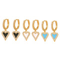 Sweet New Zircon Love Drop Earrings Set 18K Gold Plated Oil Heart Shaped Earrings Fashion Brass Pendant Earrings for Women