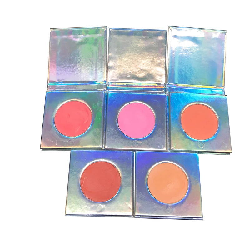 In Stock Waterproof Custom Logo Holographic Package Vegan Blush Powder Palette Blusher Private Label Blusher