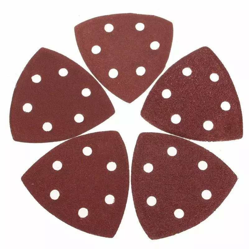 180pcs/set 24sets/carton Professional 93mm 40-240 Grit Detail Sander Pads Abrasive Triangle Sanding Pads 6 Holes Cloth Fiber