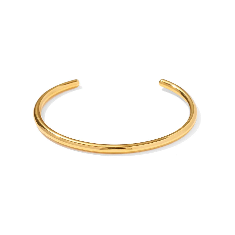 High Quality 18K Gold  Titanium Steel Smooth Surface Bracelet Girls Fashion Stainless Steel Opening Cuff Bangle for Women