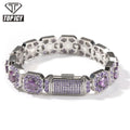Top Icy Hip Hop Luxurious Iced Out Fine Jewelry Baguette Diamond Bracelets Colorful Shining CZ Bangles 18K Gold Plated Women
