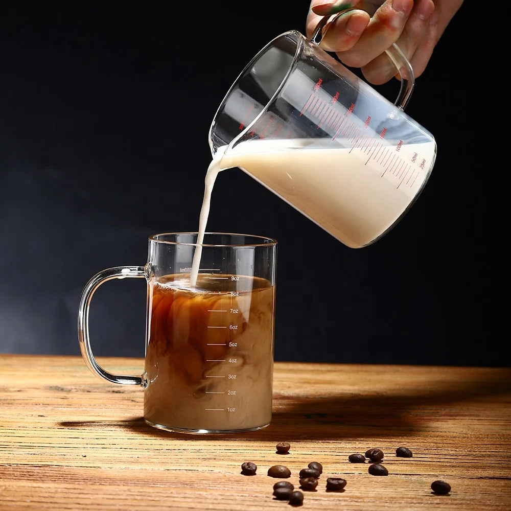 Wholesale 250ml Heat Resistant Glass Coffee Scale Measuring Beaker Milk Breakfast Cup Contemporary Style Home Office Use Custom