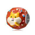 Lovely Donut Squirrel Charm Bead Authentic 925 Sterling Silver Enamel Jewelry for Women Bracelet Fine Jewelry Making Beads