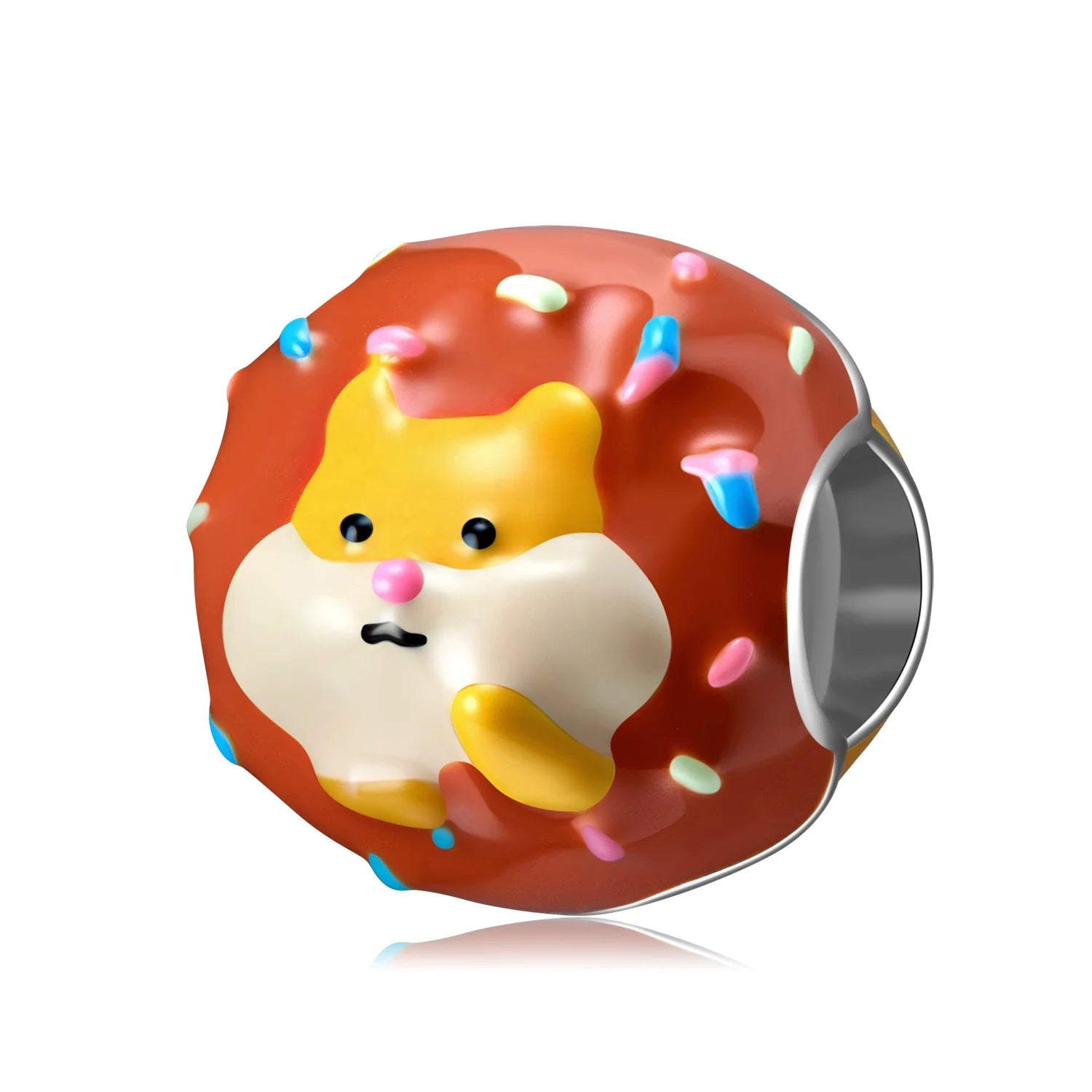 Lovely Donut Squirrel Charm Bead Authentic 925 Sterling Silver Enamel Jewelry for Women Bracelet Fine Jewelry Making Beads