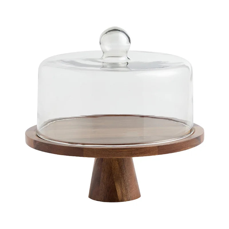 2024 Round Acacia Wood Server Display Cake Stand Fruit Tray Decoration Cake Plate Dessert Table Display Stand