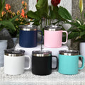 Custom 14oz Coffee Mug Stainless Steel Vacuum Insulated Travel Tumbler With Lid and Handle