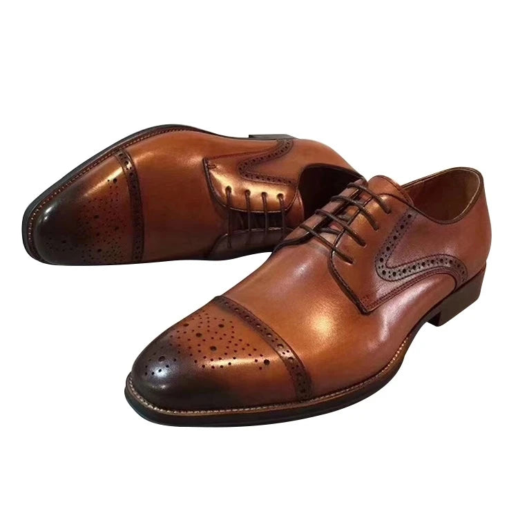 Wholesale Men's Dress Shoes Handmade Genuine Leather Italy Casual/Business Style Flat Design British Style Formal Shoes Weddings