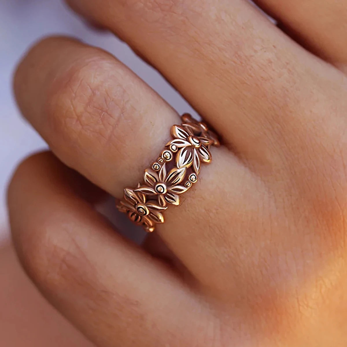 CAOSHI Manufacturer Hot Sale Classic Style Sunflower Design Copper Metal Rose Gold Plated Finger Rings for Women Fashion Jewelry