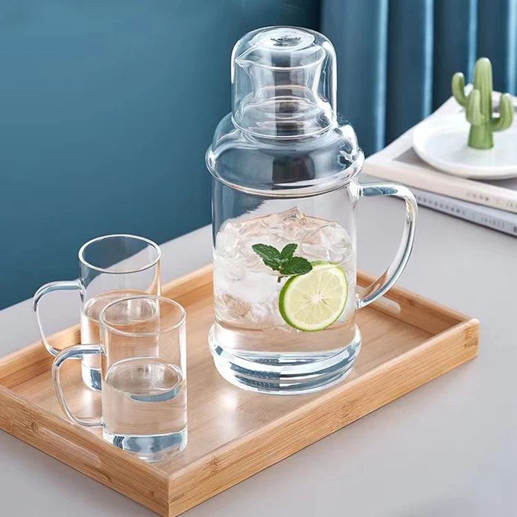 Factory 2000ml Hot Water Drinking Heat Resistant Big Size Borosilicate Glass Water Jug Pitcher Cup Lid Handle Lead-Free BPA-Free