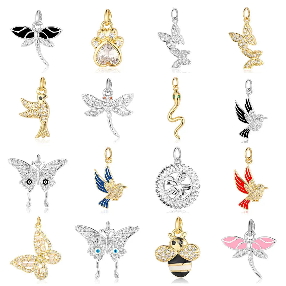 Beimai OEM Pendant Popular Luxury Pendant Butterfly Dragonfly Bee Copper Zircon DIY Accessories