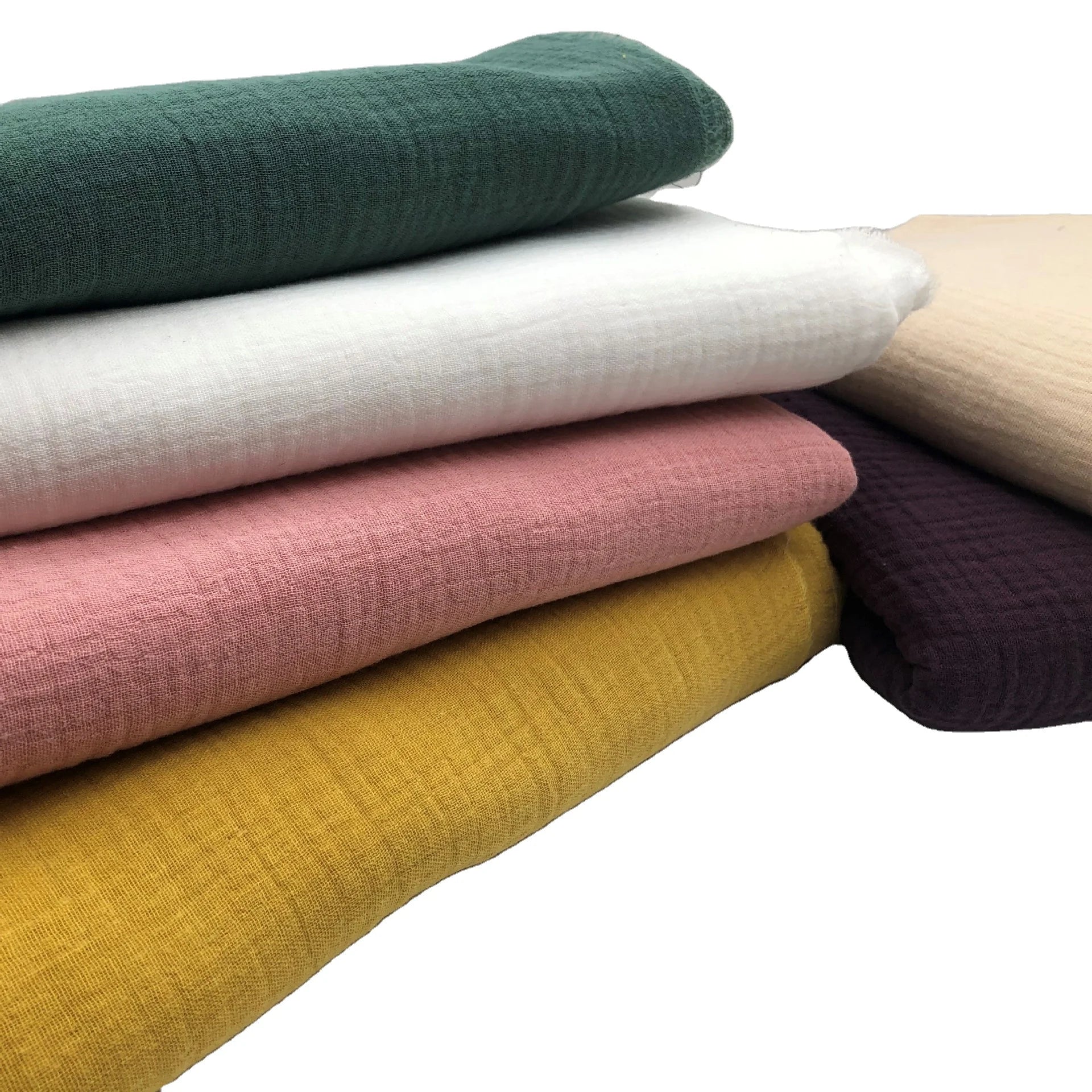 Eco Friendly Natural 100% Organic Cotton Medium Weight Solid Color Bubble Fabric Woven for Girls & Boys Swaddle