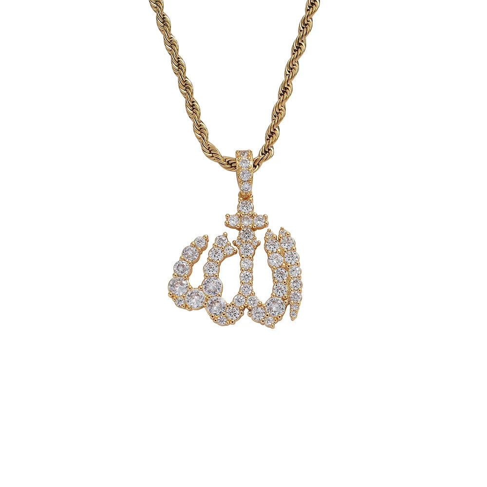 CN321 Bling Bling Brass Zircon  Pendants Iced Out Hip Hop Necklace
