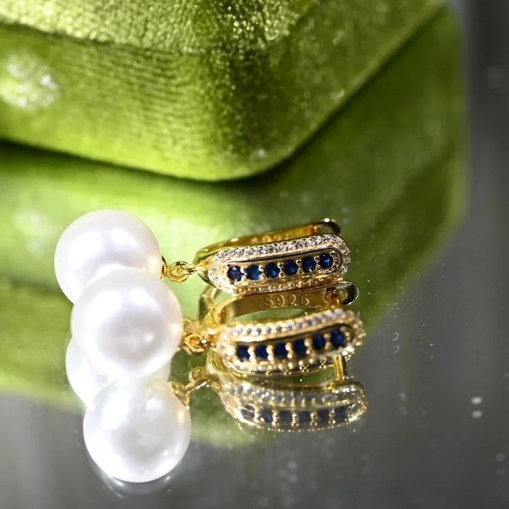 E2209 11-12mm DIY Natural Freshwater Pearl Charm Earrings Mounting Accessory 925 Sterling Silver Gold Plated  Jewelry for Women