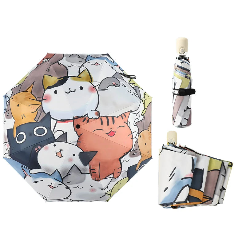 Monet Painting Windproof Umbrellas Auto Open Close 3 Folding Golf Strong Durable Compact Travel Umbrella Uv protection Portable