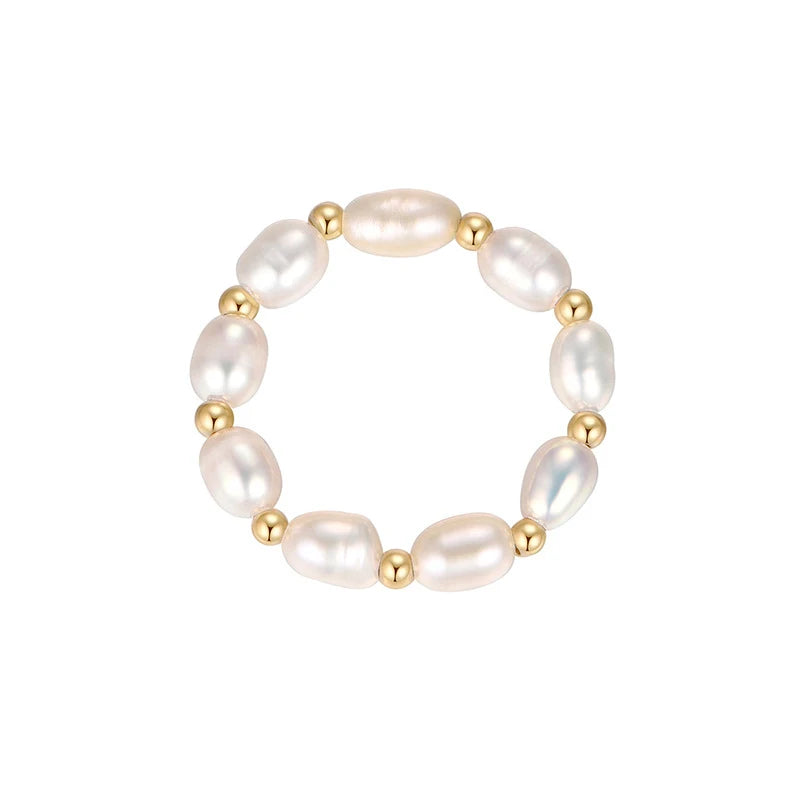 Wholesale Women's Rings 925 Silver Sterling Rhodium/Gold Plated Pearl Rings Quality Elegant Elastic Wedding Engagement Rings
