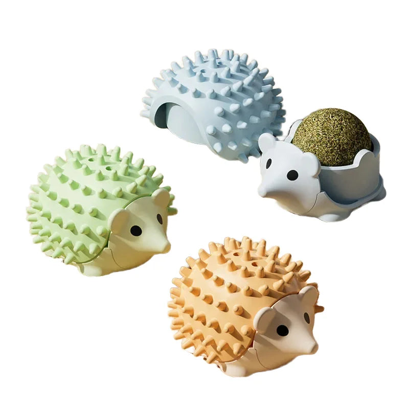 Joysing Premium Plastic Cute Catnip Ball Hedgehog Chew Toy for Cats-Teeth Cleaning & Boredom Relief Safe Durable Daily Use