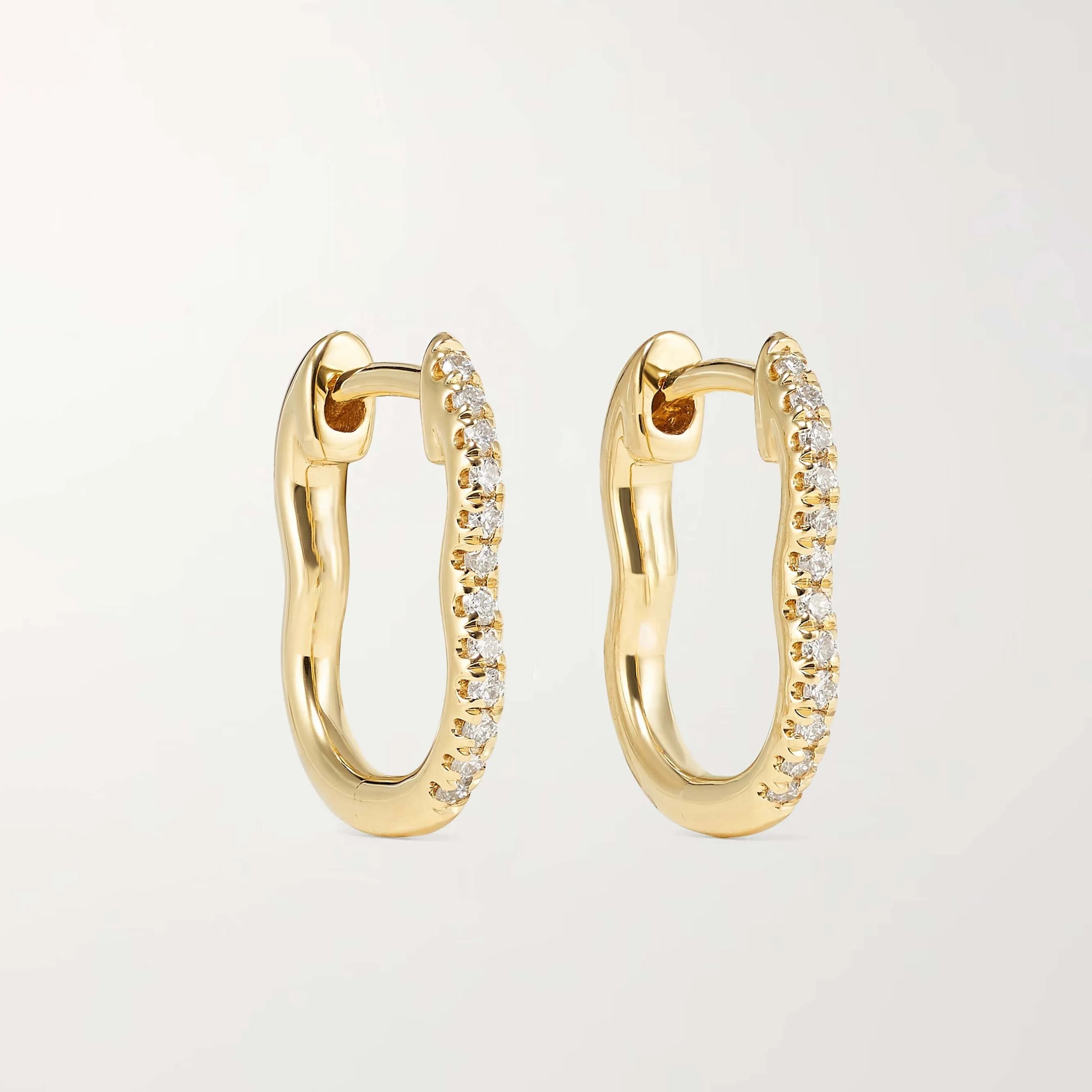 LOZRUNVE 925 Sterling Silver Pave Diamond Wave Huggie Hoop Earring