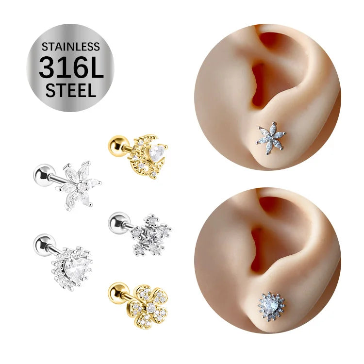 Fashion Earrings Women Cubic Zircon Earrings Stainless Steel CZ Stud Earrings Stainless Steel Earrings Wholesale