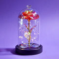 2025 Valentine's Day & Christmas Gifts Galaxy Rose 24k Gold Foil USB LED Light Durable Artificial Flower Glass Dome Black Base
