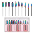 Nail Drill Bits Set 10Pcs Tungsten Carbide Drill Bit 3/32 Acrylic Poly Nail Gel Remove Grinding Head