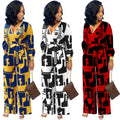 Good Material China Sell V Neck Puff Long Sleeve Jumpsuit Lady African Wide Leg Print Jumpsuit