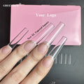 500Pcs Box Custom Logo Clear Short XL XXL Square Fingernails Half Cover Tapered Square Nail Tips
