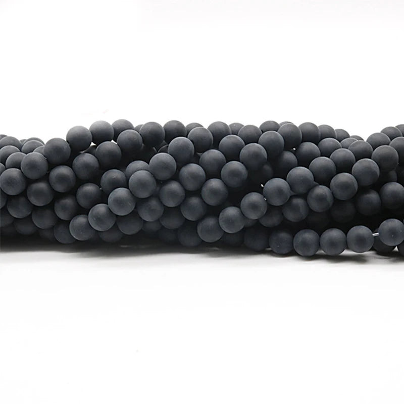 Hot Sale 4-14 mm Black Onyx Frosted Beads Black Agate Matte Beads for Jewelry Making