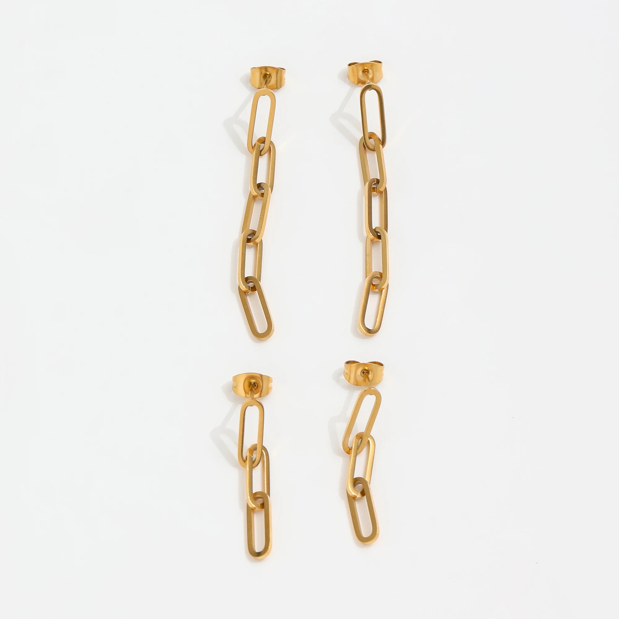 Fenny 18K Gold-plated  Waterproof&No Fade Basic Link Chain Stainless Steel Dangle Earring Wholesale Ladies Jewelry