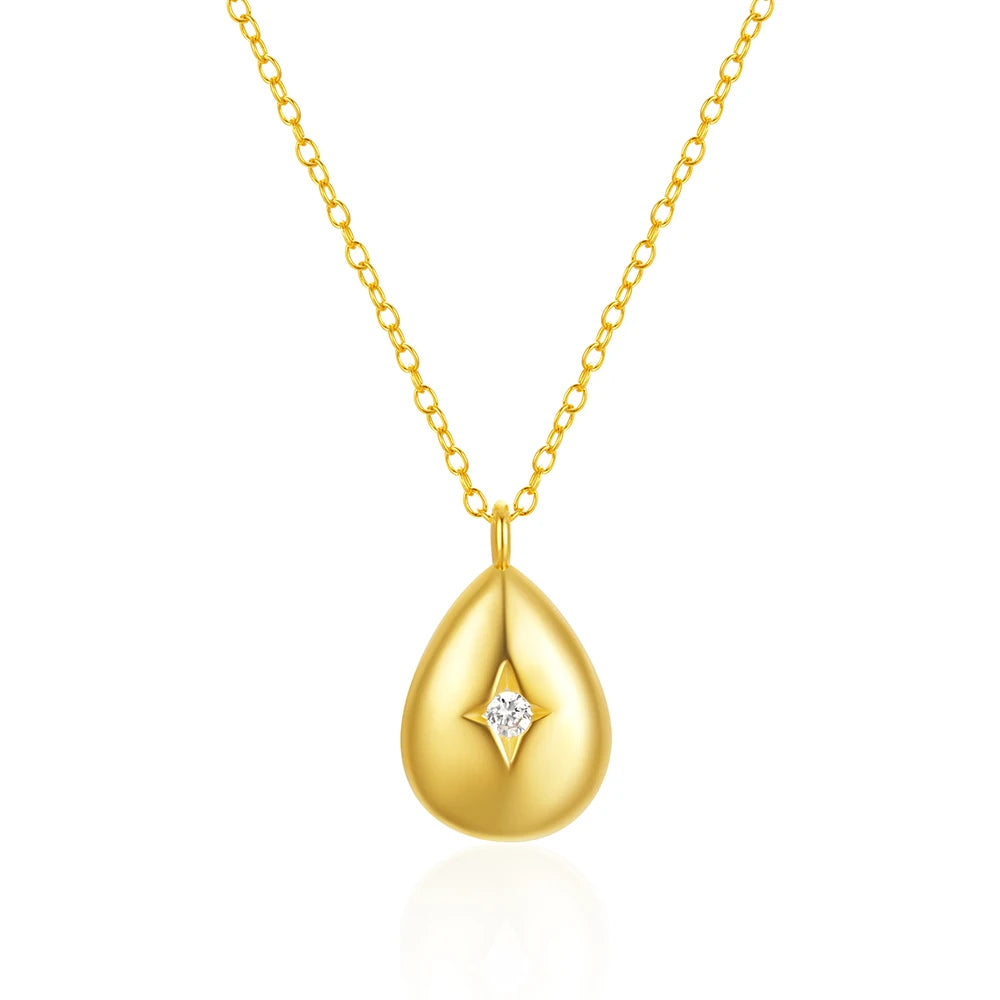 Fashion Minimalist Jewelry 925 Sterling Silver Necklaces Water Drop Star Diamond Gold Plated Necklaces for Women
