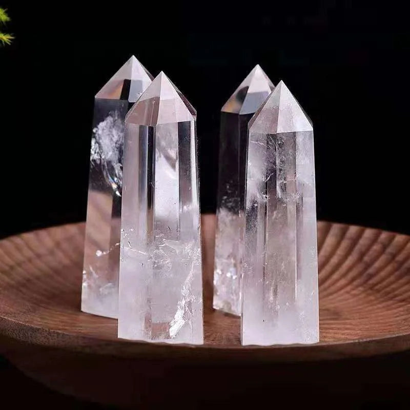 10*3cm Natural Clear Quartz Hexagonal Faceted Crystal Stone Points Gemstone Wand Polished Technique